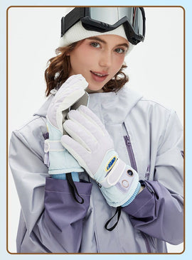 Windproof Water-Repellent Self-Heating Fleece Gloves Light Green - 0