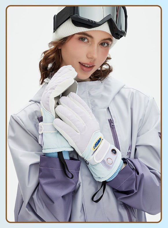 Windproof Water-Repellent Self-Heating Fleece Gloves Light Green