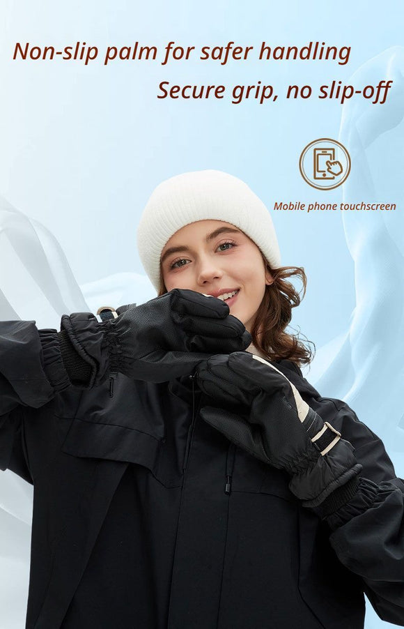 Winter Self-Heating Windproof Touchscreen Gloves-Black Gray