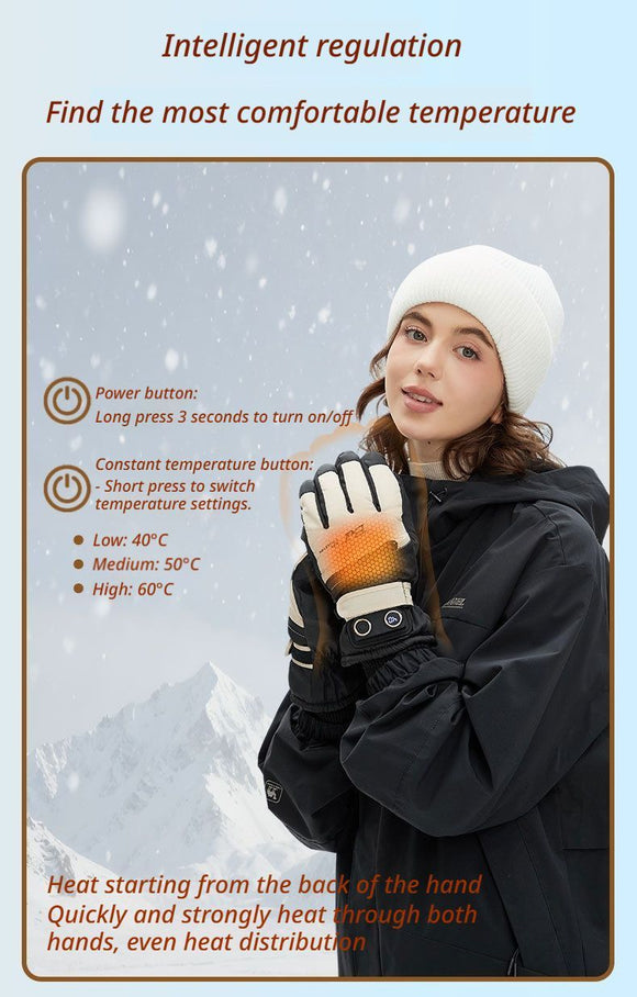 Winter Self-Heating Windproof Touchscreen Gloves-Black Gray