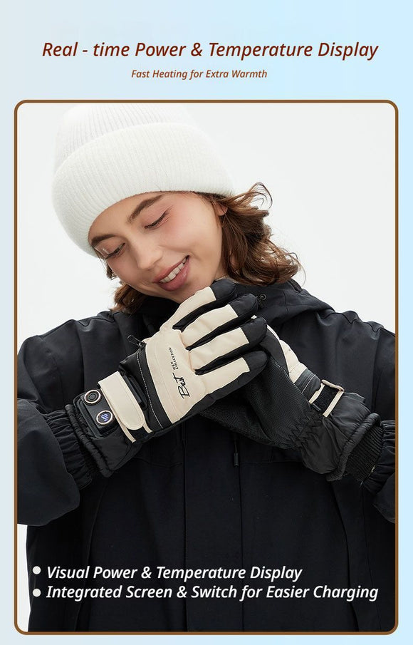 Winter Self-Heating Windproof Touchscreen Gloves-Black Gray