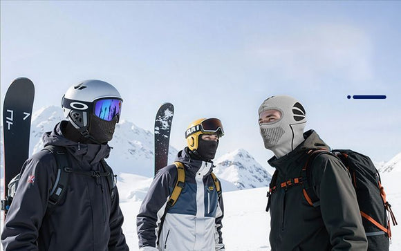 White and Grey Unisex Windproof Ski Balaclava, Thermal Neck Gaiter & Motorcycle Face Mask
