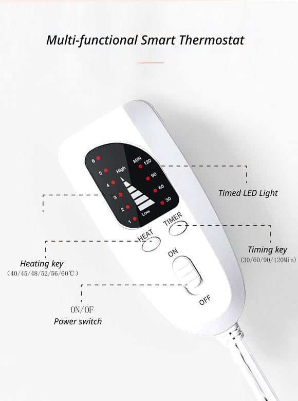 Electric Foot Warmer Mat, Silver Grey Double-Sided Heating Foot Blanket with 6 Temperature Settings and Even Heating