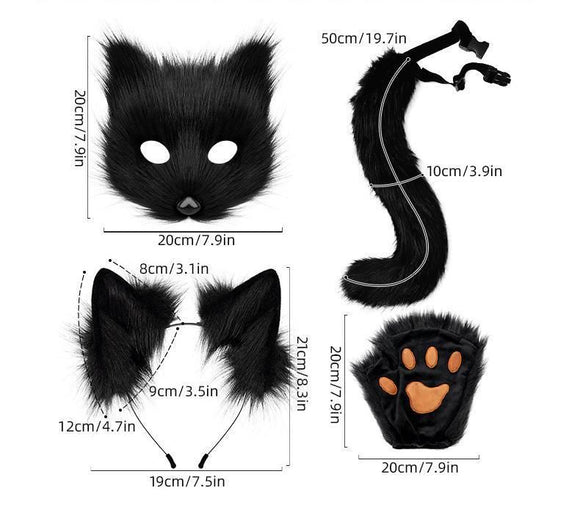 Furry Fox Costume Set for Cosplay - Reddish Brown and White