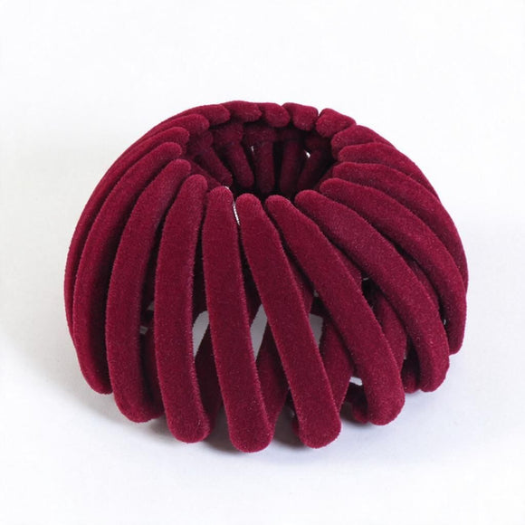 Women's Quick Updo Hair Clutch Clip Velvet Bun Accessory for High Ponytail Wine Red 1pc Xmas Gift