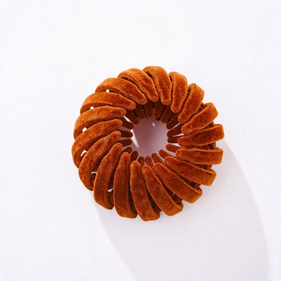 Rust Camel Velvet Spiral Bun Wrap Hair Coil for Thick Hair Lazy Updo Styling Women's Hair Accessory 1pc Halloween