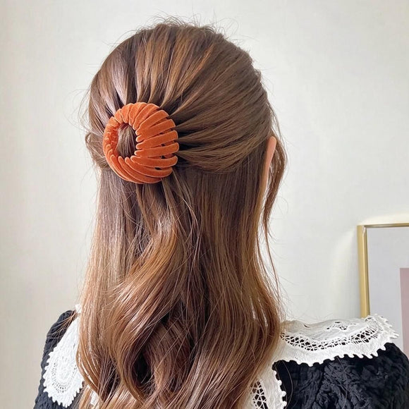 Rust Camel Velvet Spiral Bun Wrap Hair Coil for Thick Hair Lazy Updo Styling Women's Hair Accessory 1pc Halloween
