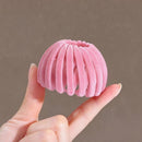Pink Velvet Bun Cage Clip Fast Hair Updo Tool for Thick Hair Women's Styling Accessory 1pc Party-1