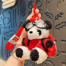 White Bear Plush Bag Charm Equipped With Red Schoolbag, Mini Stuffed Doll Keychain, Fun Trinket for Christmas & Halloween-1