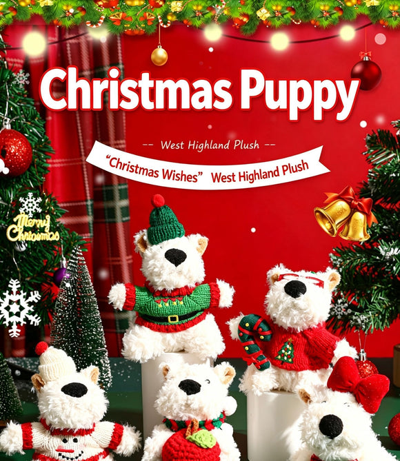 West Highland Dog Plush Keychain In White Outfit With Red Heart, Cute Cartoon Bag Pendant, Holiday Small Present for Christmas & Halloween