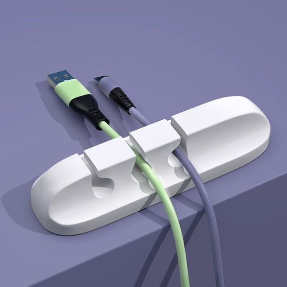 Desktop Cable Organizer White 3‑Hole 3Pcs Cord Holder Clips Charging Data Cable Management Fixer, Practical Halloween Christmas Office Desk Gift Accessory