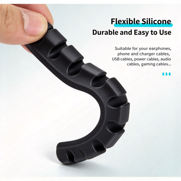7‑Hole White Cable Management Clips 3Pcs Desktop Wire Fixer Data Charging Cord Organizer, Space‑Saving Desk Accessory Christmas Present For Colleague