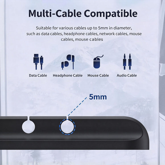 Black 5‑Hole Cable Holder Clips 3Pcs Desktop Data Charging Cord Management Fixer, Tidy Desk Storage Organizer Practical Xmas Gift For Home User