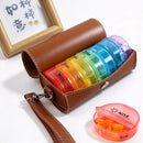 Brown Round PU Leather Pill Box Portable Medicine Organizer Large Medication Storage Case, Ideal Christmas Gift for Travel Home Use-1
