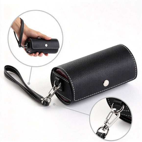Brown Round PU Leather Pill Box Portable Medicine Organizer Large Medication Storage Case, Ideal Christmas Gift for Travel Home Use
