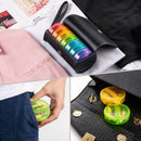 All Black Round Portable PU Leather Pill Organizer Large Capacity Medicine Box, Compact Weekly Pill Case Halloween Holiday Present-2