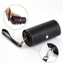 All Black Round Portable PU Leather Pill Organizer Large Capacity Medicine Box, Compact Weekly Pill Case Halloween Holiday Present-4