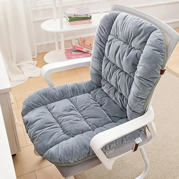 Winter Thick Fleece Seat & Back Cushion Set - 90cm Sofa Office Chair Warmer (BROWN)