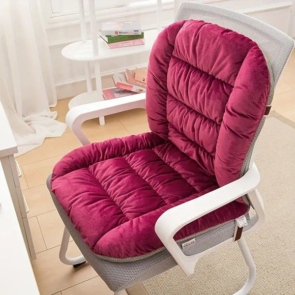 Winter Thick Fleece Seat & Back Cushion Set - 90cm Sofa Office Chair Warmer (PINK)