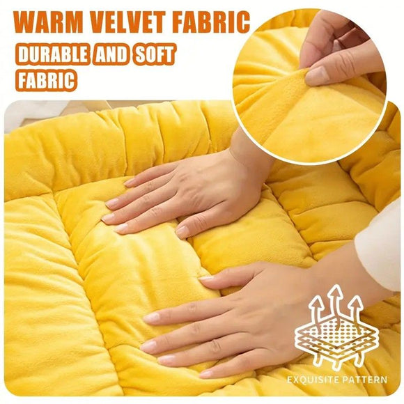 Winter Thick Fleece Seat & Back Cushion Set - 90cm Sofa Office Chair Warmer （dark green）