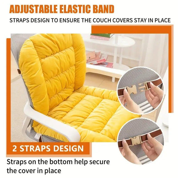 Winter Thick Fleece Seat & Back Cushion Set - 90cm Sofa Office Chair Warmer （aqua）