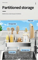 No Drill 360° Rotating Drain Sponge Holder with Tray Kitchen Sink Organizer(WHITE)-3
