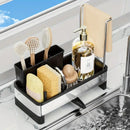 No Drill 360° Rotating Drain Sponge Holder with Tray Kitchen Sink Organizer(WHITE)-12