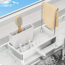 No Drill 360° Rotating Drain Sponge Holder with Tray Kitchen Sink Organizer(GREY)-2