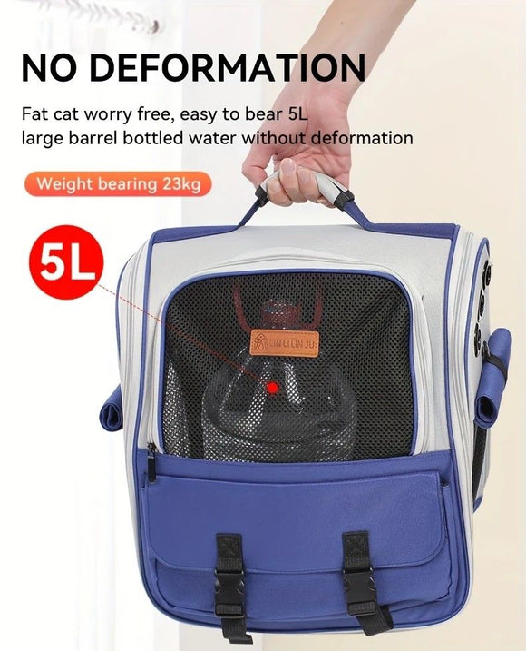 Cat Backpack Carrier - Lightweight, Foldable, Shape-Retaining Travel Bag for Cats and Small Dogs up to 8kg(Sakura powder)