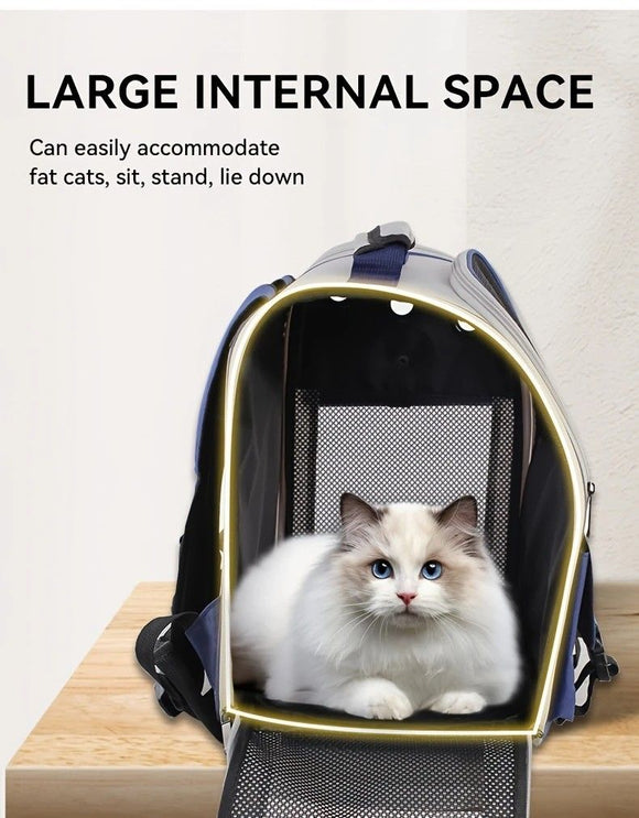Cat Backpack Carrier - Lightweight, Foldable, Shape-Retaining Travel Bag for Cats and Small Dogs up to 8kg(Dark green)