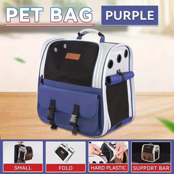 Cat Backpack Carrier - Lightweight, Foldable, Shape-Retaining Travel Bag for Cats and Small Dogs up to 8kg(Dark green)