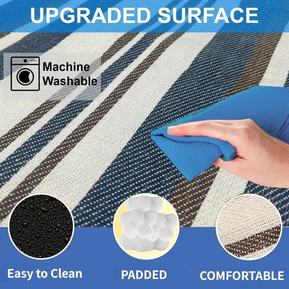 Double-layer Nylon Picnic Mat High-density Waterproof Base + Nylon Padding Lightweight Foldable with Carry Handle Machine Washable & Easy Care  Ideal for Beach Camping Park Outdoor Picnics(200*200CM)