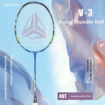 ESPER V3 Badminton Racket 72g Ultra-Light 6U Graphene Carbon All-Around Professional Match Training Durable Stylish Racket（silver) - 0
