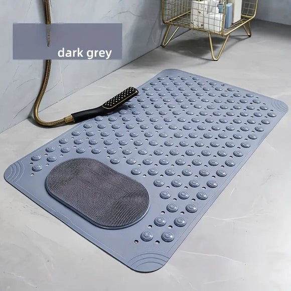 Anti-Slip Massage Shower Mat with Suction Cups Foot Spa Bathroom Mat(khaki)