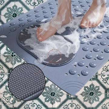 Anti-Slip Massage Shower Mat with Suction Cups Foot Spa Bathroom Mat(GREY)