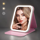 LED Makeup Mirror with Lights, 3 Color Modes Touch Control, Rechargeable Travel Vanity Mirror(pink)-1