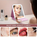 LED Makeup Mirror with Lights, 3 Color Modes Touch Control, Rechargeable Travel Vanity Mirror(pink)-2