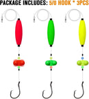 Pre-Tied Catfish Rig System, 23 Inch 55LB Santee Cooper Catfish Float Rig with Adjustable EVA Slip Float and High Carbon Circle Hooks 5/0 6/0 8/0, Ready-to-Fish for River and Bank Fishing( Cigar Float-5/0Hook * 3PCS)-2
