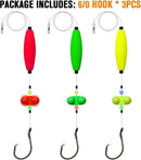 Pre-Tied Catfish Rig System, 23 Inch 55LB Santee Cooper Catfish Float Rig with Adjustable EVA Slip Float and High Carbon Circle Hooks 5/0 6/0 8/0, Ready-to-Fish for River and Bank Fishing(Cigar Float-6/0Hook * 3PCS)-2