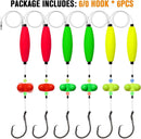 Pre-Tied Catfish Rig System, 23 Inch 55LB Santee Cooper Catfish Float Rig with Adjustable EVA Slip Float and High Carbon Circle Hooks 5/0 6/0 8/0, Ready-to-Fish for River and Bank Fishing(Cigar Float-6/0Hook * 6PCS)-2