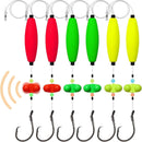 Pre-Tied Catfish Rig System, 23 Inch 55LB Santee Cooper Catfish Float Rig with Adjustable EVA Slip Float and High Carbon Circle Hooks 5/0 6/0 8/0, Ready-to-Fish for River and Bank Fishing(Cigar Float-8/0Hook * 6PCS)-1