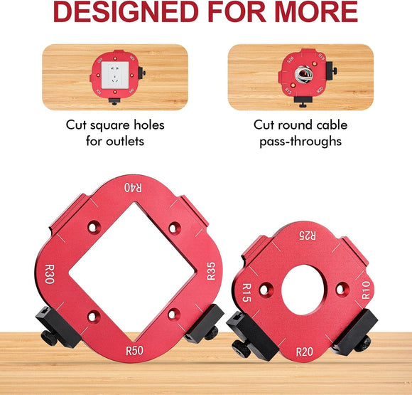 2 Pack Router Corner Radius Template, Premium Aluminum Alloy Router Corner Rounding Jig for Woodworking, 8-in-1 Arc Cutting Guide Set (R10-R50), Fits Trim, Handheld, and Table Routers