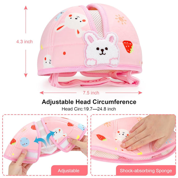 Baby Head Protector, Cute Baby Safety Helmet for Crawling Walking Running, Infant Headguard Soft Cushion Lightweight Breathable Protective Caps, Anti-Collision Toddler Helmets for 6m-24m Girls