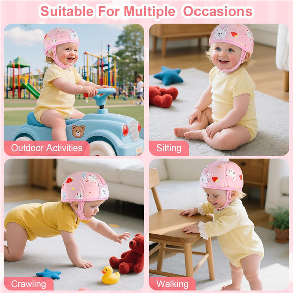Baby Head Protector, Cute Baby Safety Helmet for Crawling Walking Running, Infant Headguard Soft Cushion Lightweight Breathable Protective Caps, Anti-Collision Toddler Helmets for 6m-24m Girls