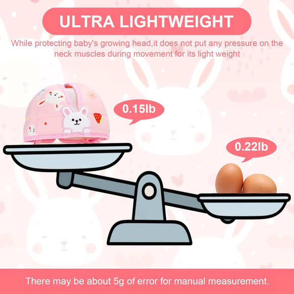 Baby Head Protector, Cute Baby Safety Helmet for Crawling Walking Running, Infant Headguard Soft Cushion Lightweight Breathable Protective Caps, Anti-Collision Toddler Helmets for 6m-24m Girls