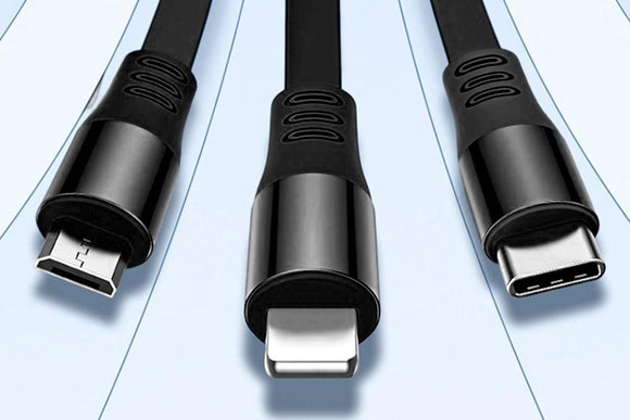 3 In 2 Retractable Multi Charging Cable Retracted USB C Cell Phone Charger