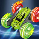 2.4 GHZ Remote Control Stunt Car 4WD Double Sided Rotating Crawler with Headlights Green-3
