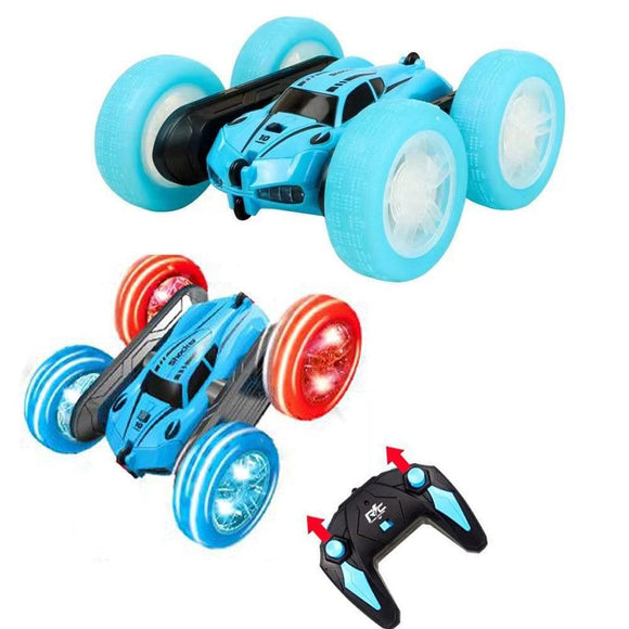 2.4 GHZ Remote Control Stunt Car 4WD Double Sided Rotating Crawler with Headlights Green