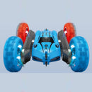 2.4 GHZ Remote Control Stunt Car 4WD Double Sided Rotating Crawler with Headlights Blue-4