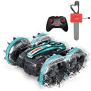2.4Ghz Remote Control Gesture Sensor Toy Car Boat Truck 4WD Waterproof RC Amphibious Vehicle-Blue-2